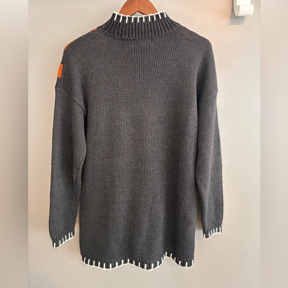 Vintage Spice of Life Brown & Black Striped & Argyle Knit Sweater -shoulder pads - Picture 3 of 11